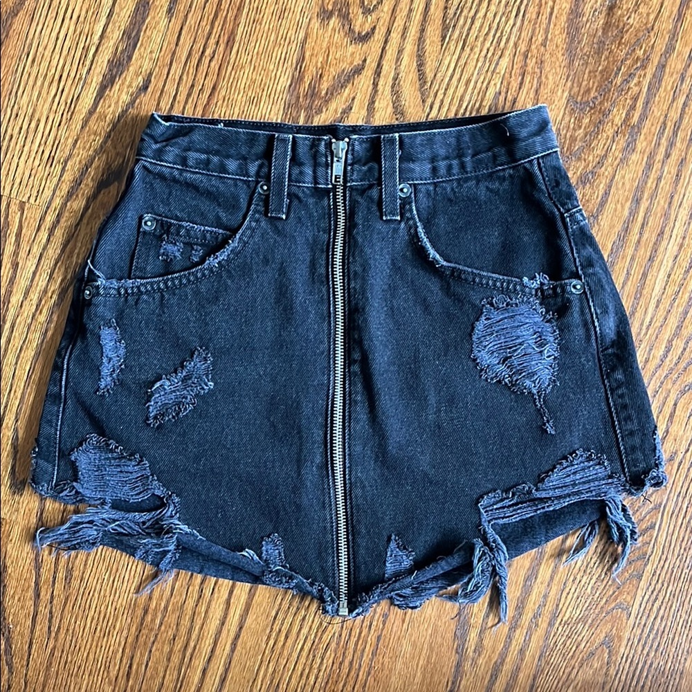 Carmar Los Angeles Distressed Black Full Zip Front Denim Shorts